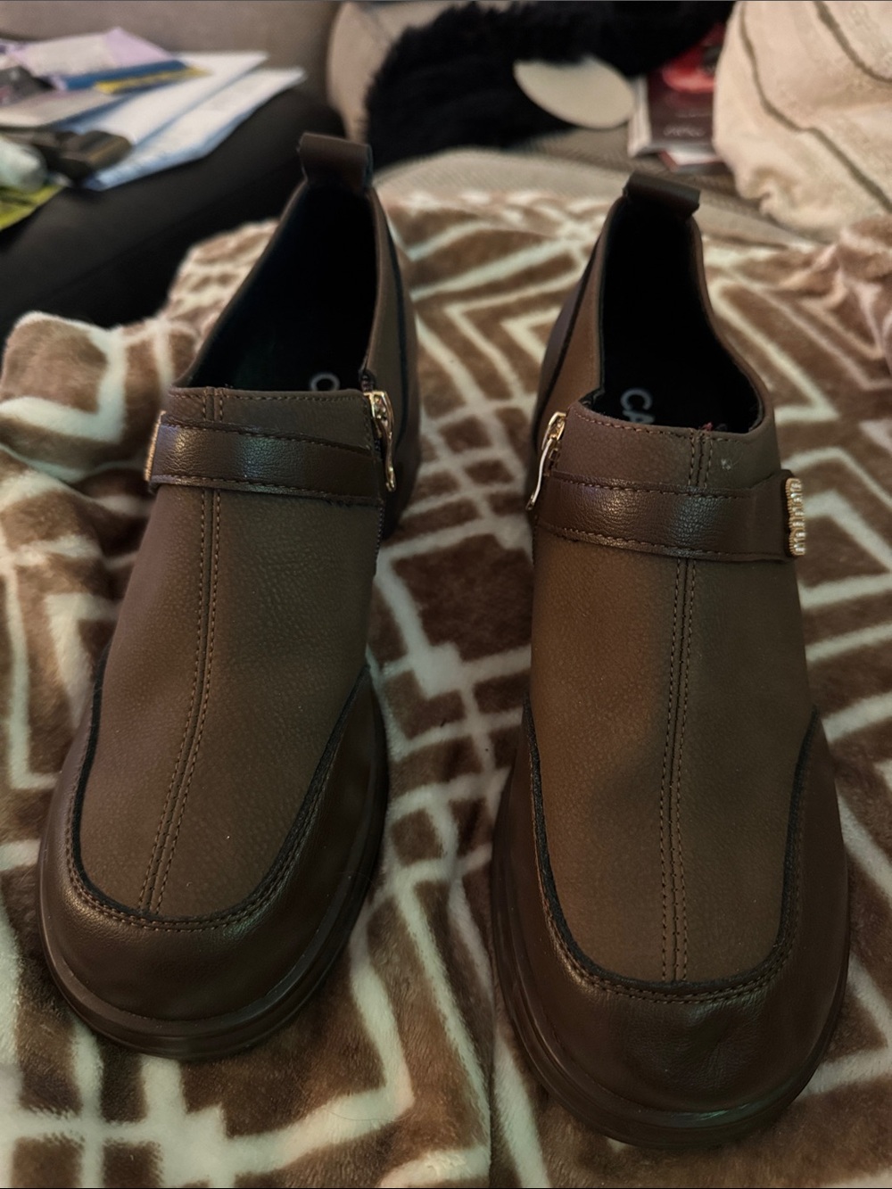 Cartelo Women’s Brown Slip-On Loafers with Strap Detail